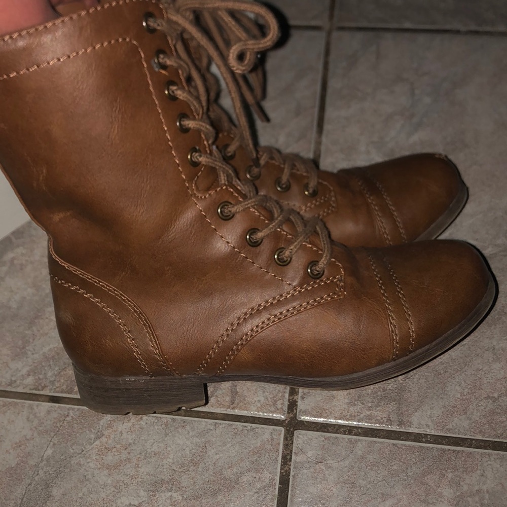 Brown combat boots